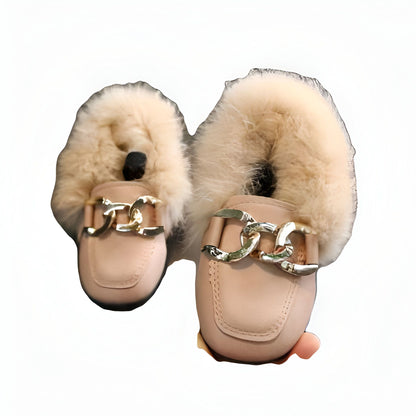 LumaKids Mocassins Fille Laine Douce Hiver Chaudes