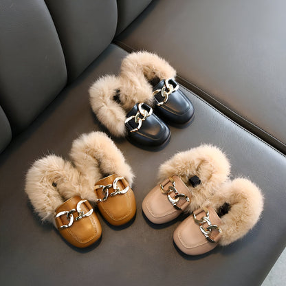 LumaKids Mocassins Fille Laine Douce Hiver Chaudes
