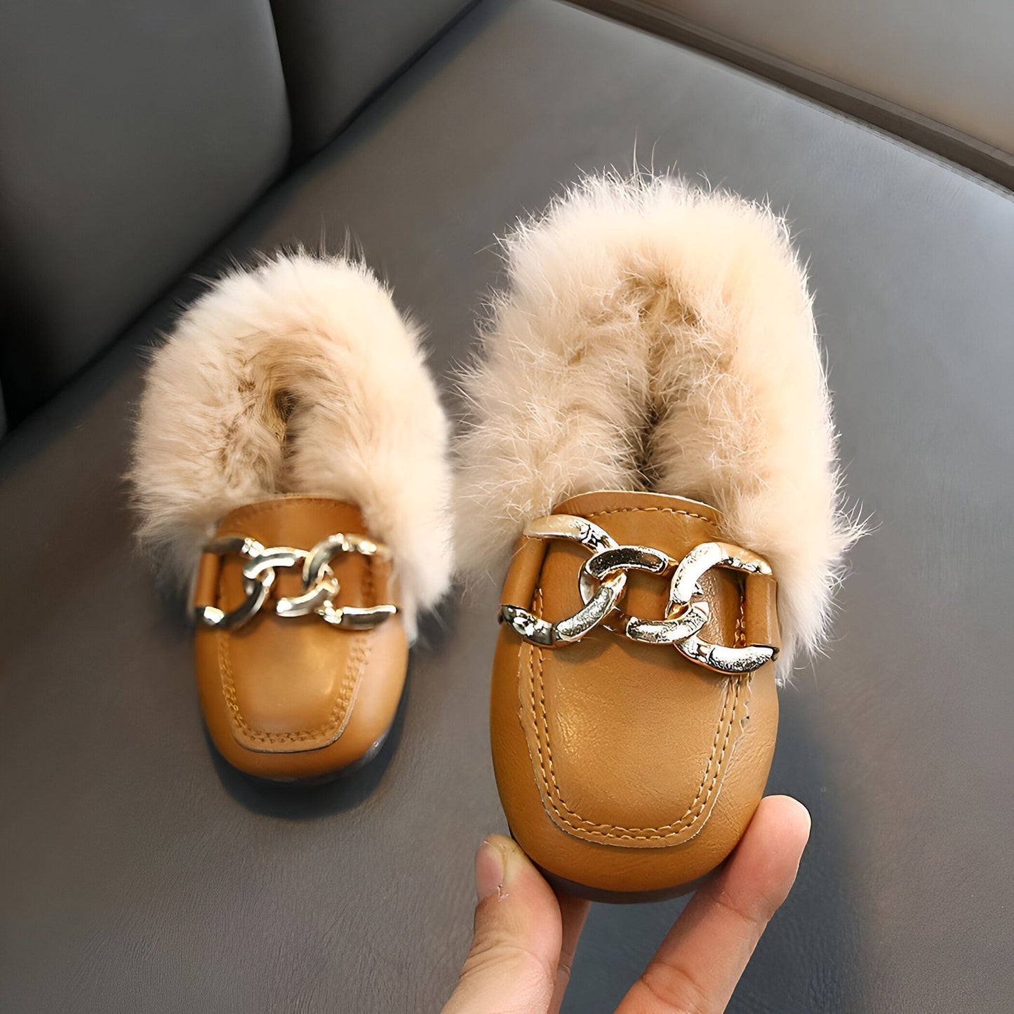 LumaKids Mocassins Fille Laine Douce Hiver Chaudes