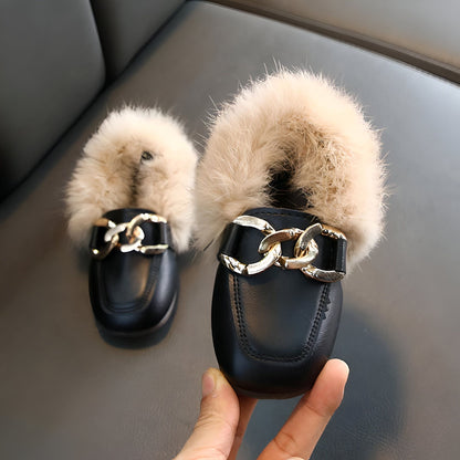 LumaKids Mocassins Fille Laine Douce Hiver Chaudes