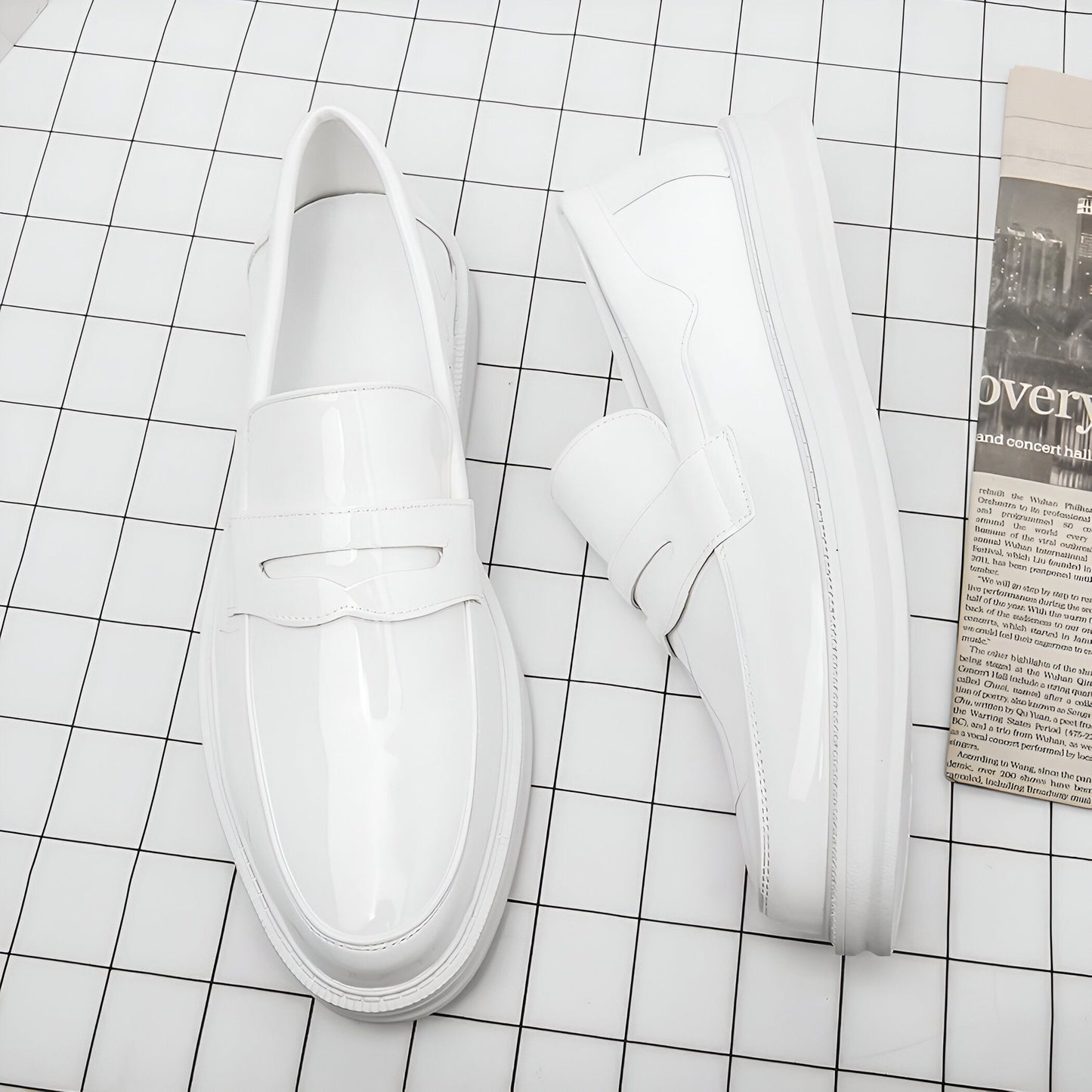 LuxeStep Mocassins Blancs Cuir Synthétique Homme