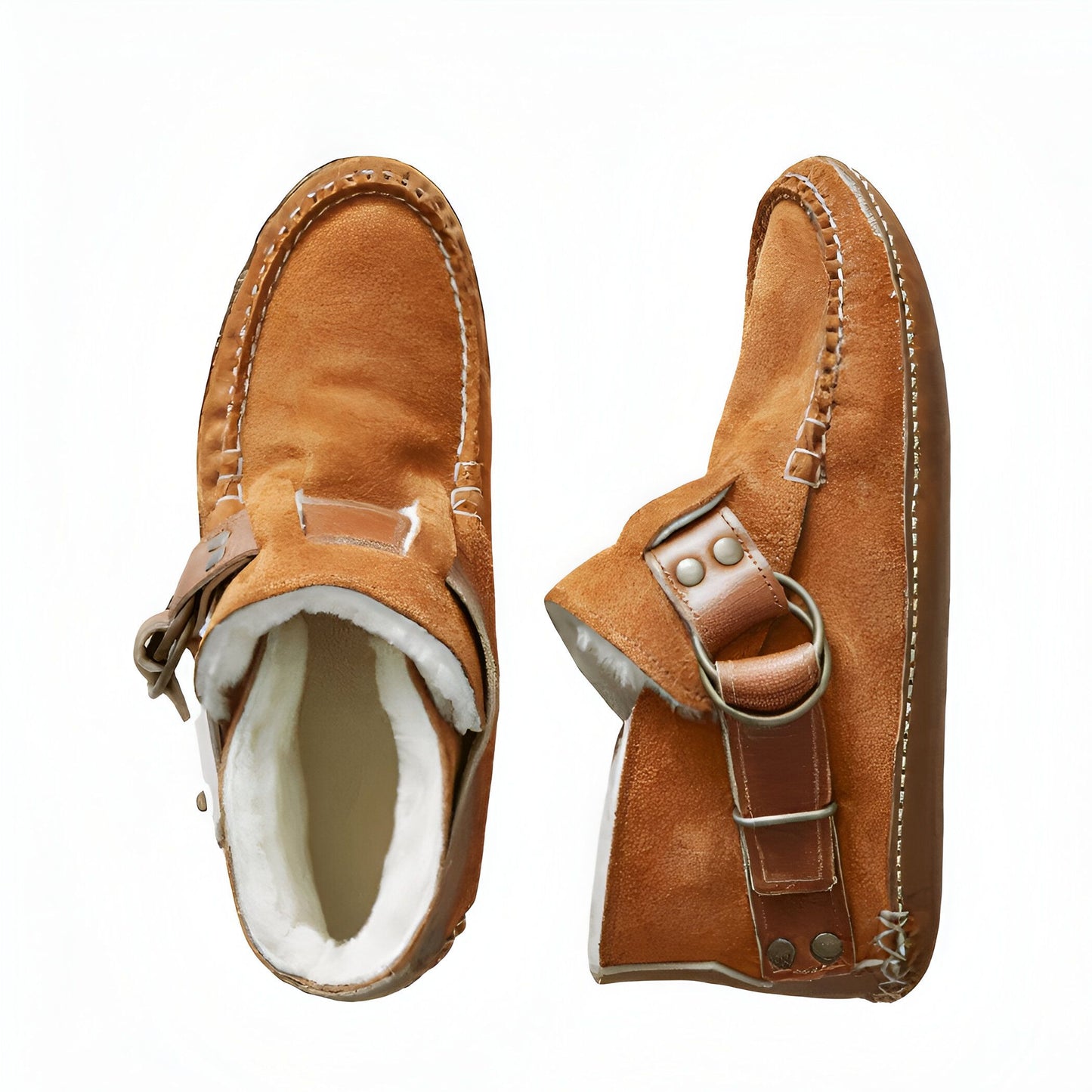 Nova Mocassins Fourrés Simili Cuir Style Indien Boucle
