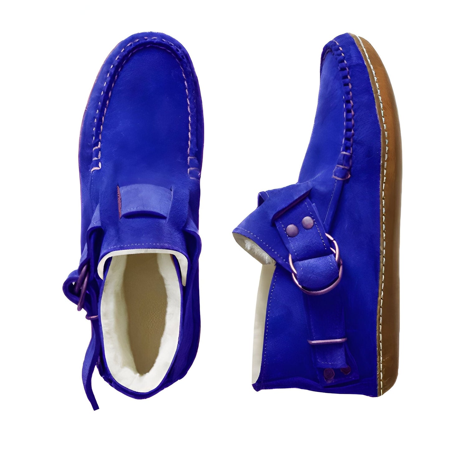 Nova Mocassins Fourrés Simili Cuir Style Indien Boucle
