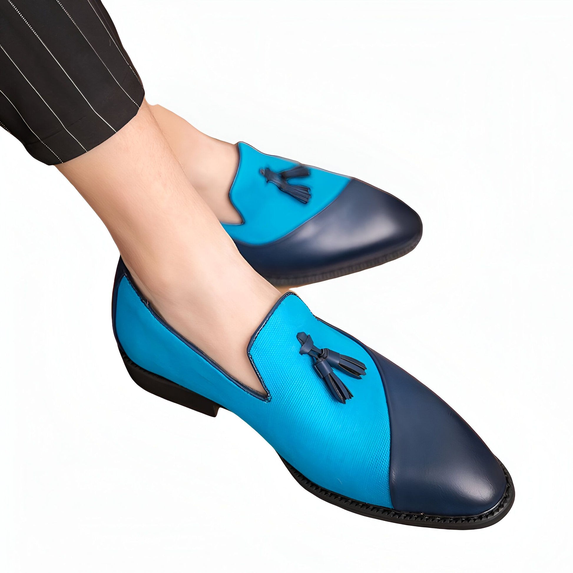 Mocassins Homme Bi-Matière à Glands Contrastés-Prestige