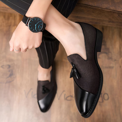 Mocassins Homme Bi-Matière à Glands Contrastés-Prestige