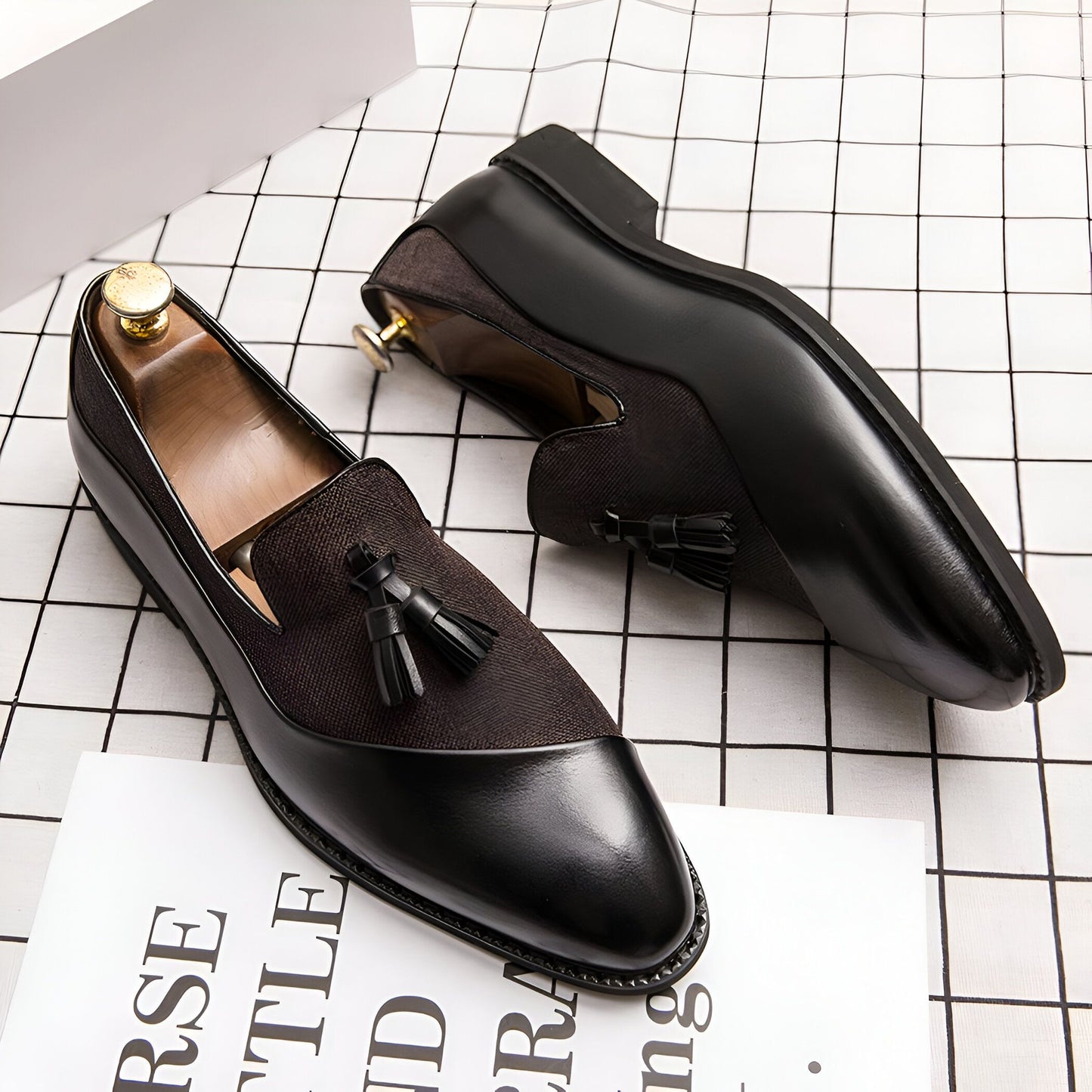 Mocassins Homme Bi-Matière à Glands Contrastés-Prestige