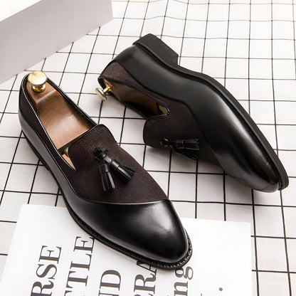 Mocassins Homme Bi-Matière à Glands Contrastés-Prestige