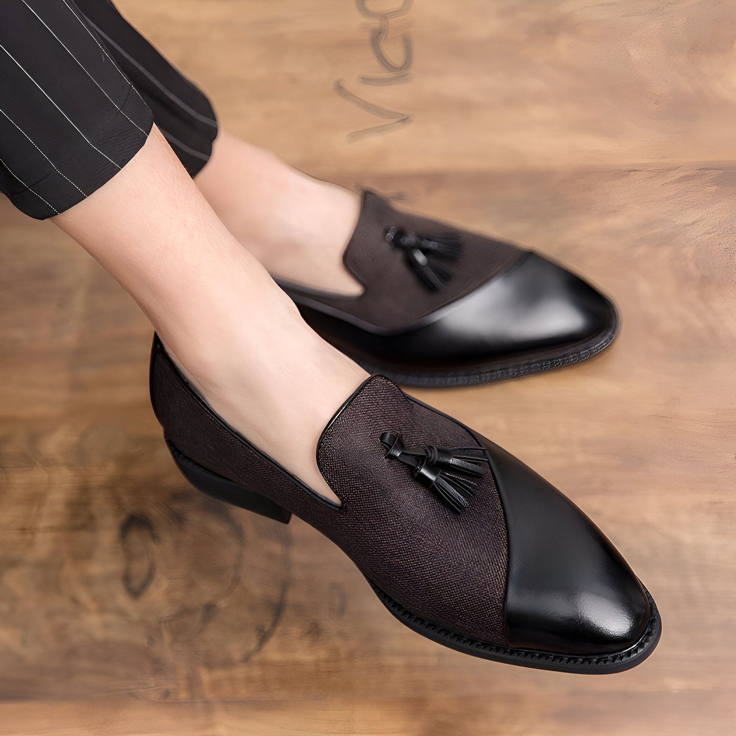 Mocassins Homme Bi-Matière à Glands Contrastés-Prestige