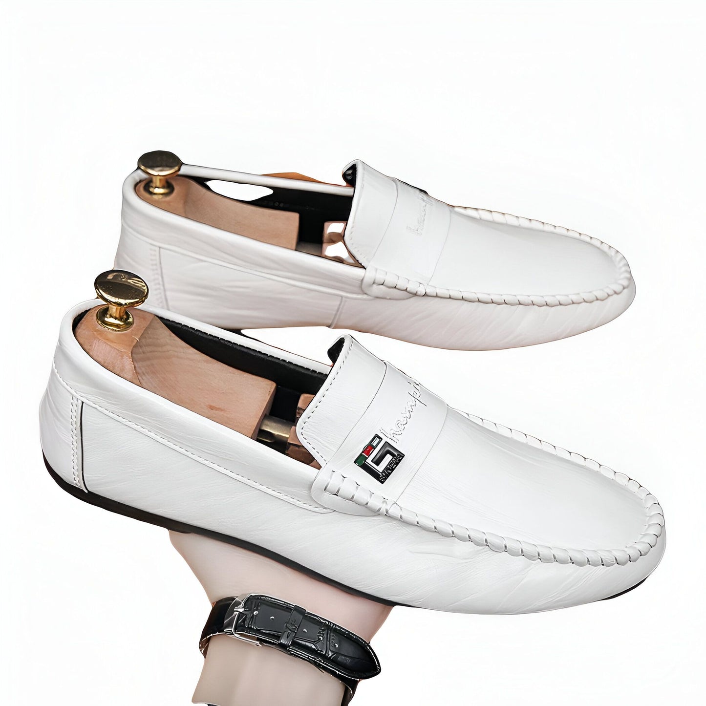 Mocassins Blancs – Cuir Synthétique, Style Urbain