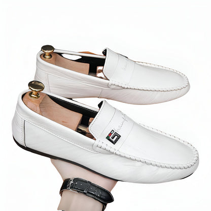 Mocassins Blancs – Cuir Synthétique, Style Urbain