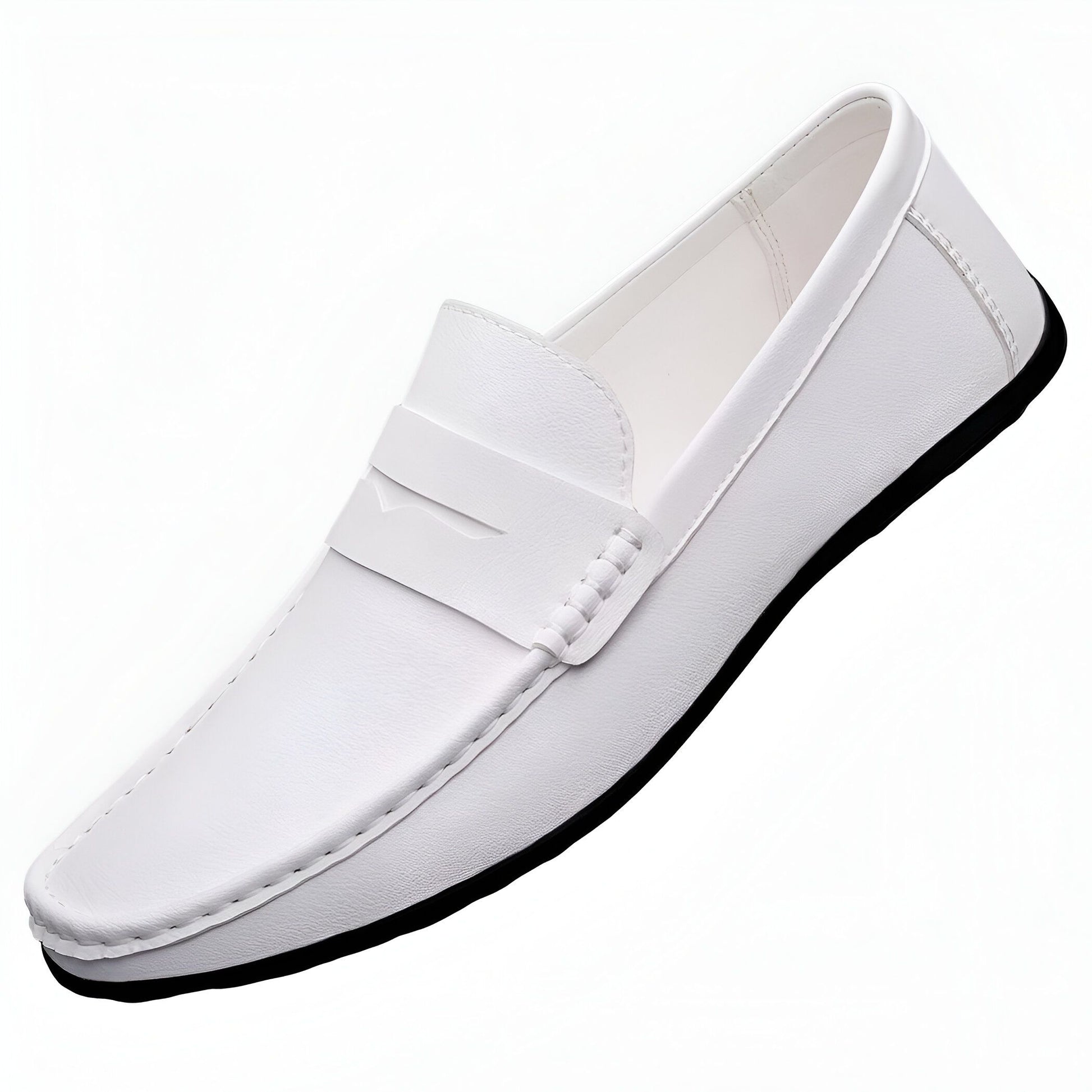 LuxeFoot Mocassins Homme Blanc Simili Cuir Soigné