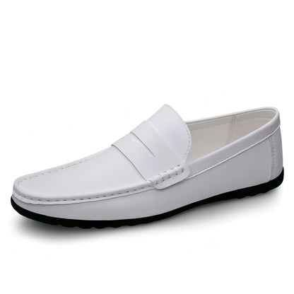 LuxeFoot Mocassins Homme Blanc Simili Cuir Soigné