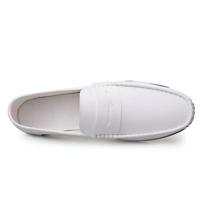 LuxeFoot Mocassins Homme Blanc Simili Cuir Soigné