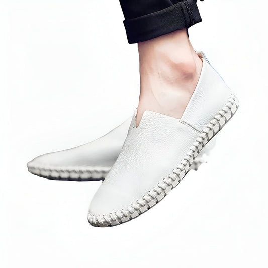 Nova Mocassins Homme Blancs Décontractés en Simili Cuir