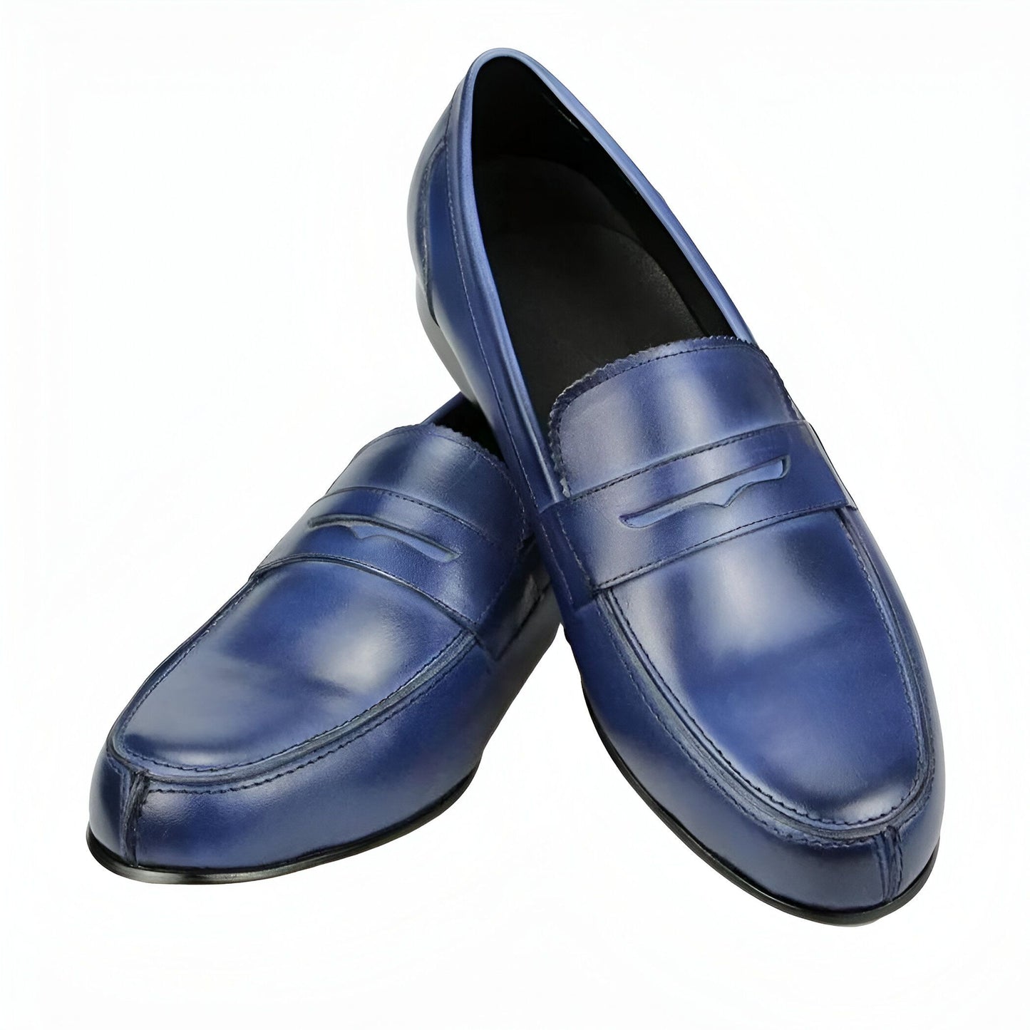 Élégance Mocassins Homme Cuir Véritable Bleu