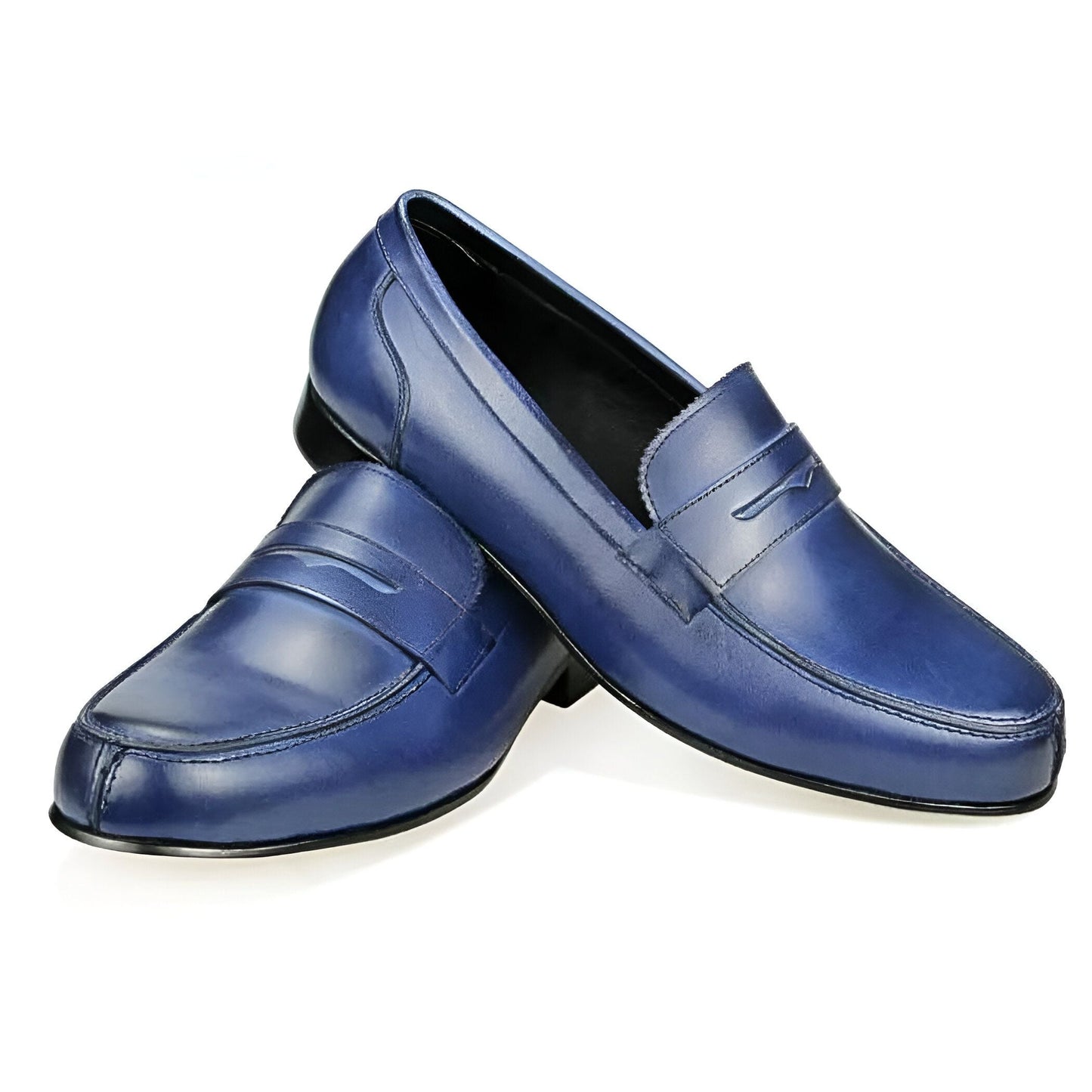 Élégance Mocassins Homme Cuir Véritable Bleu
