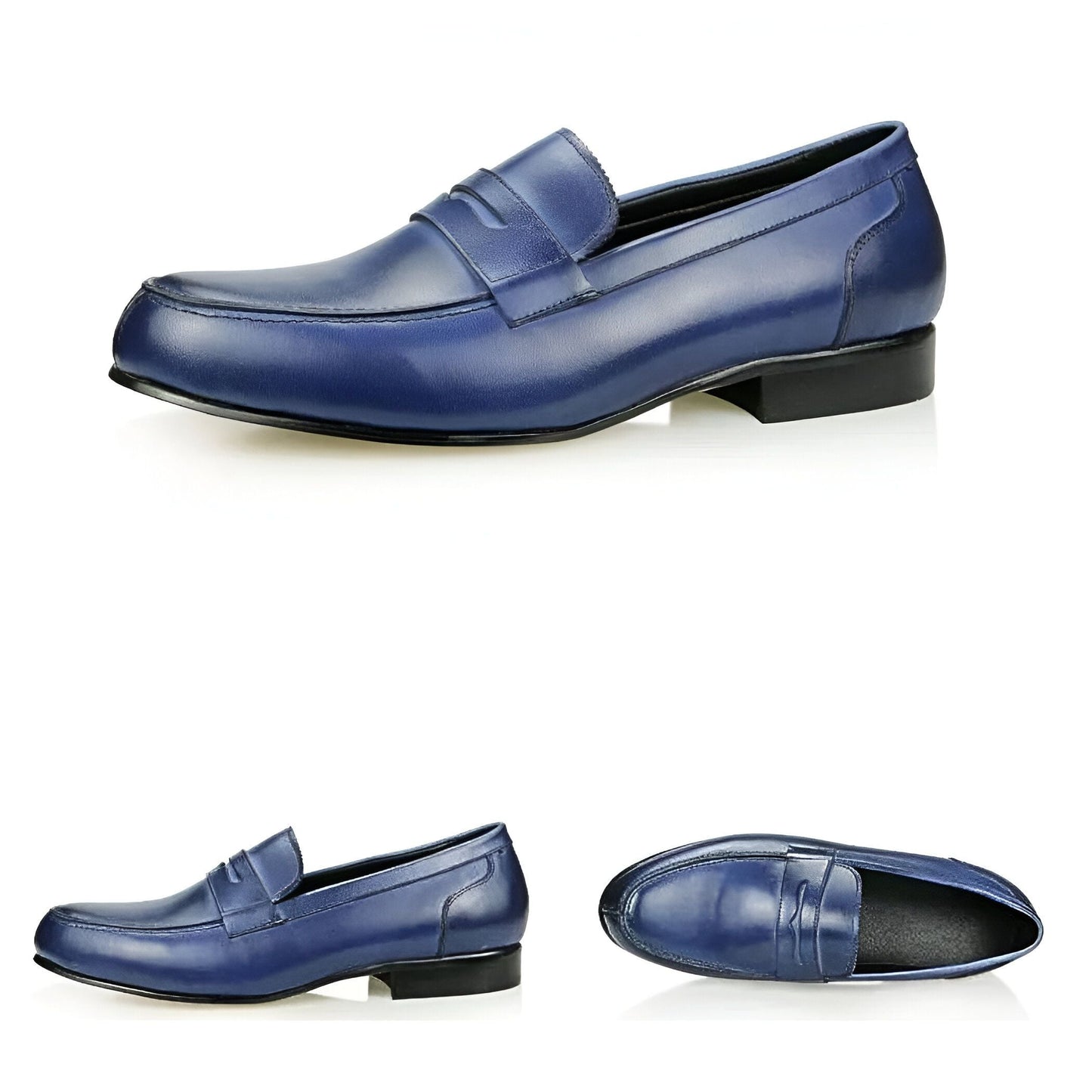 Élégance Mocassins Homme Cuir Véritable Bleu