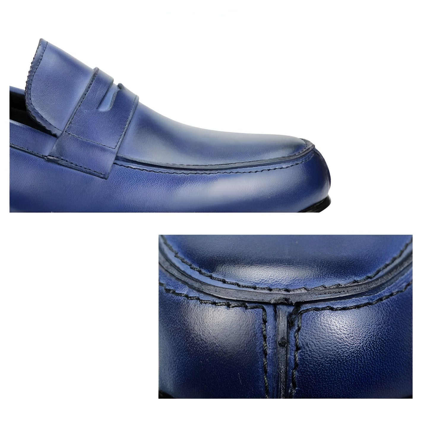 Élégance Mocassins Homme Cuir Véritable Bleu