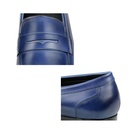 Élégance Mocassins Homme Cuir Véritable Bleu