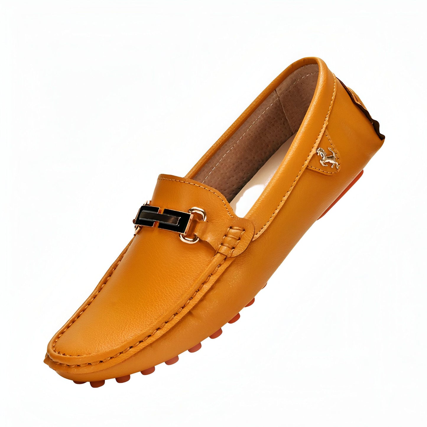 NOVA Mocassins Homme Souples Effet Cuir Boucle Dorée