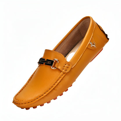 NOVA Mocassins Homme Souples Effet Cuir Boucle Dorée