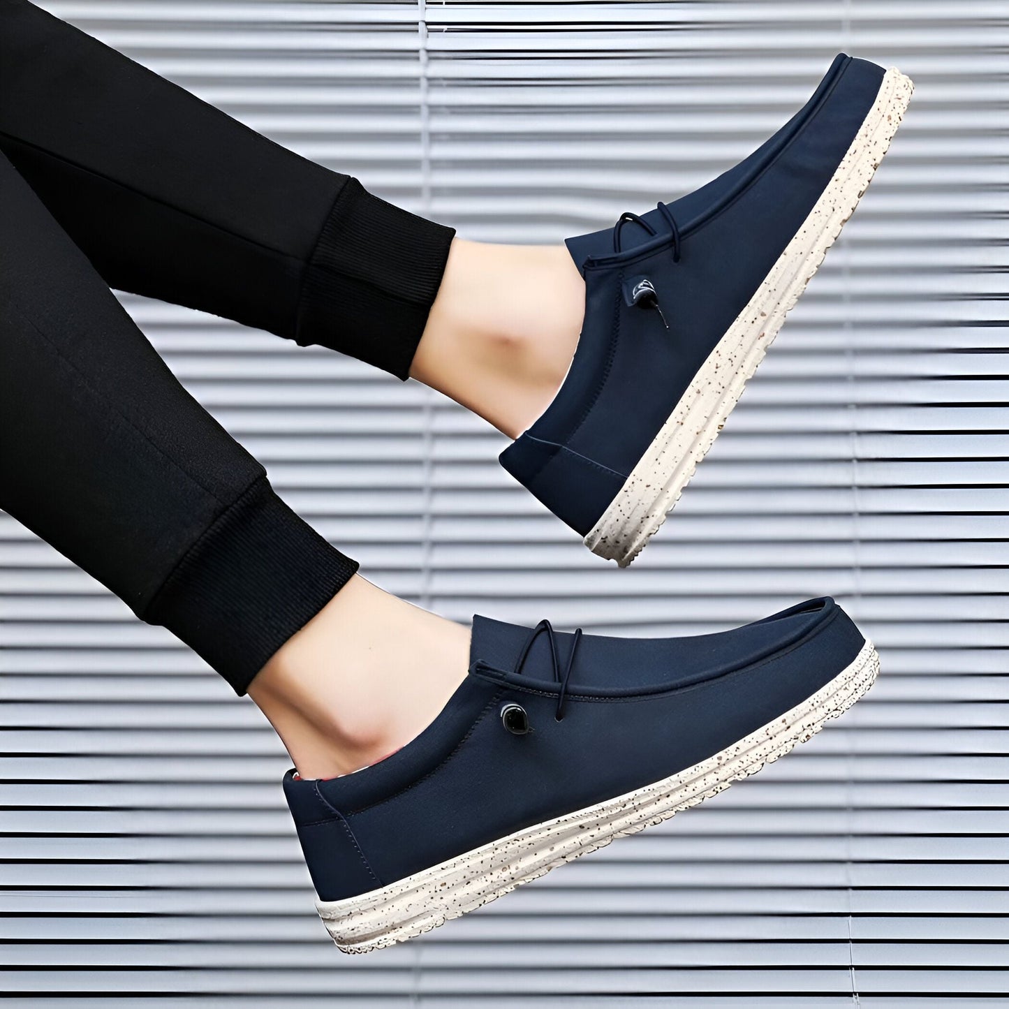 Mocassins Homme Premium Similicuir Marron & Bleu