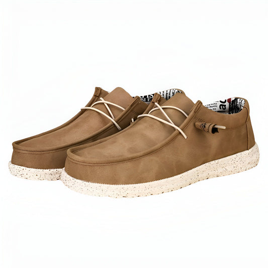 Mocassins Homme Premium Similicuir Marron & Bleu