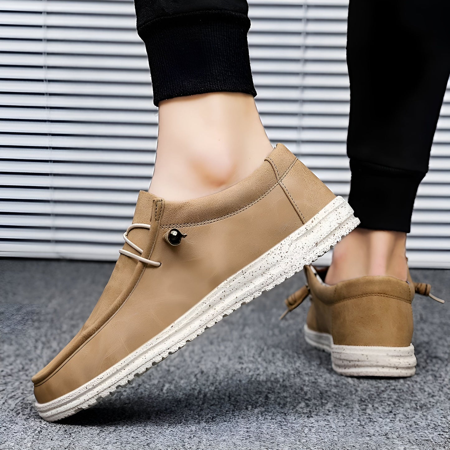 Mocassins Homme Premium Similicuir Marron & Bleu
