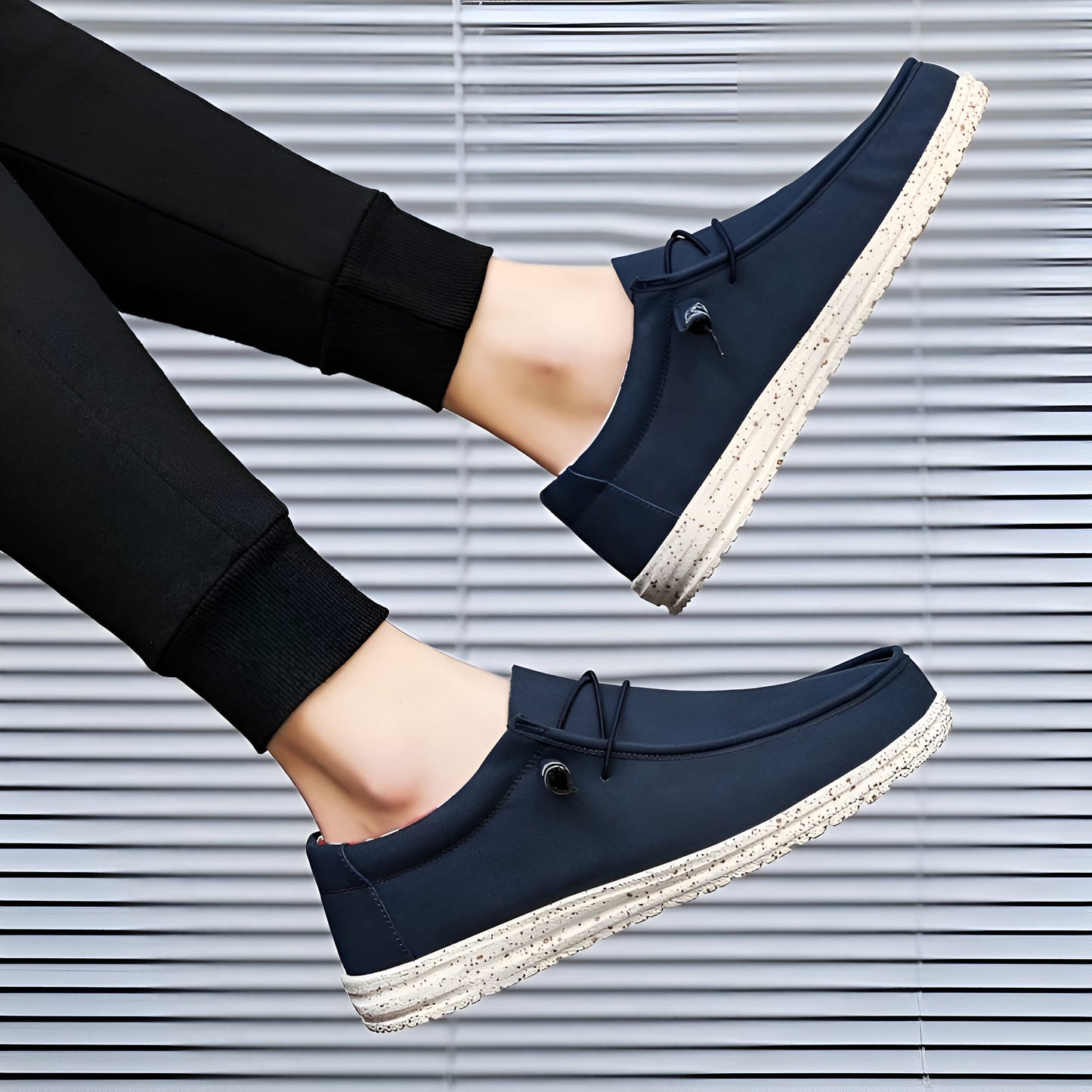 Mocassins Homme Premium Similicuir Marron & Bleu