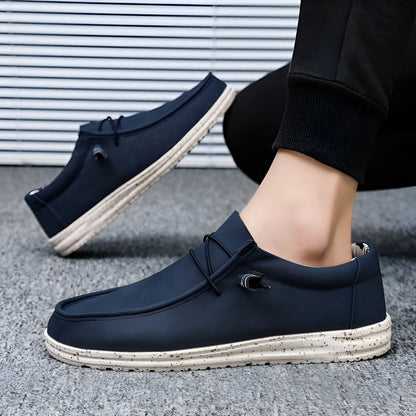 Mocassins Homme Premium Similicuir Marron & Bleu