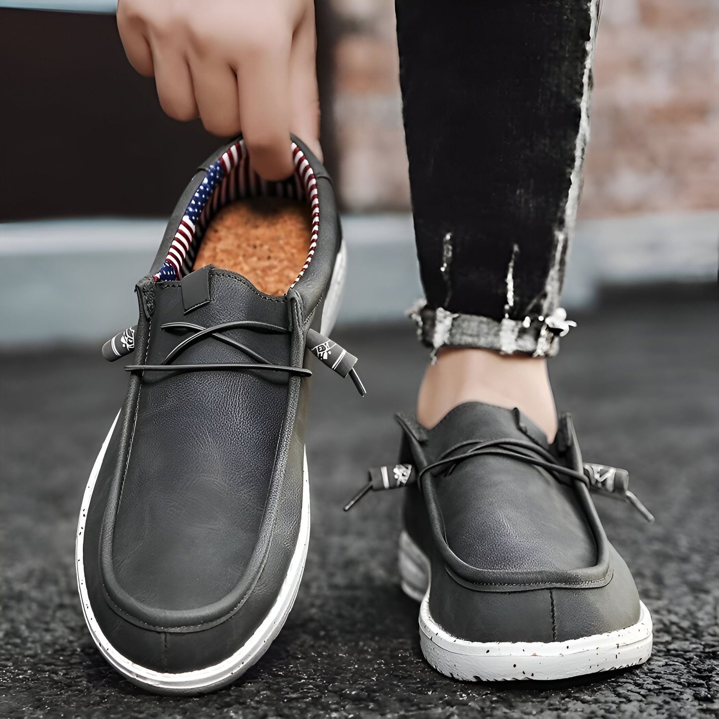 Mocassins - Homme Cuir Végan Sans Lacets Confortables