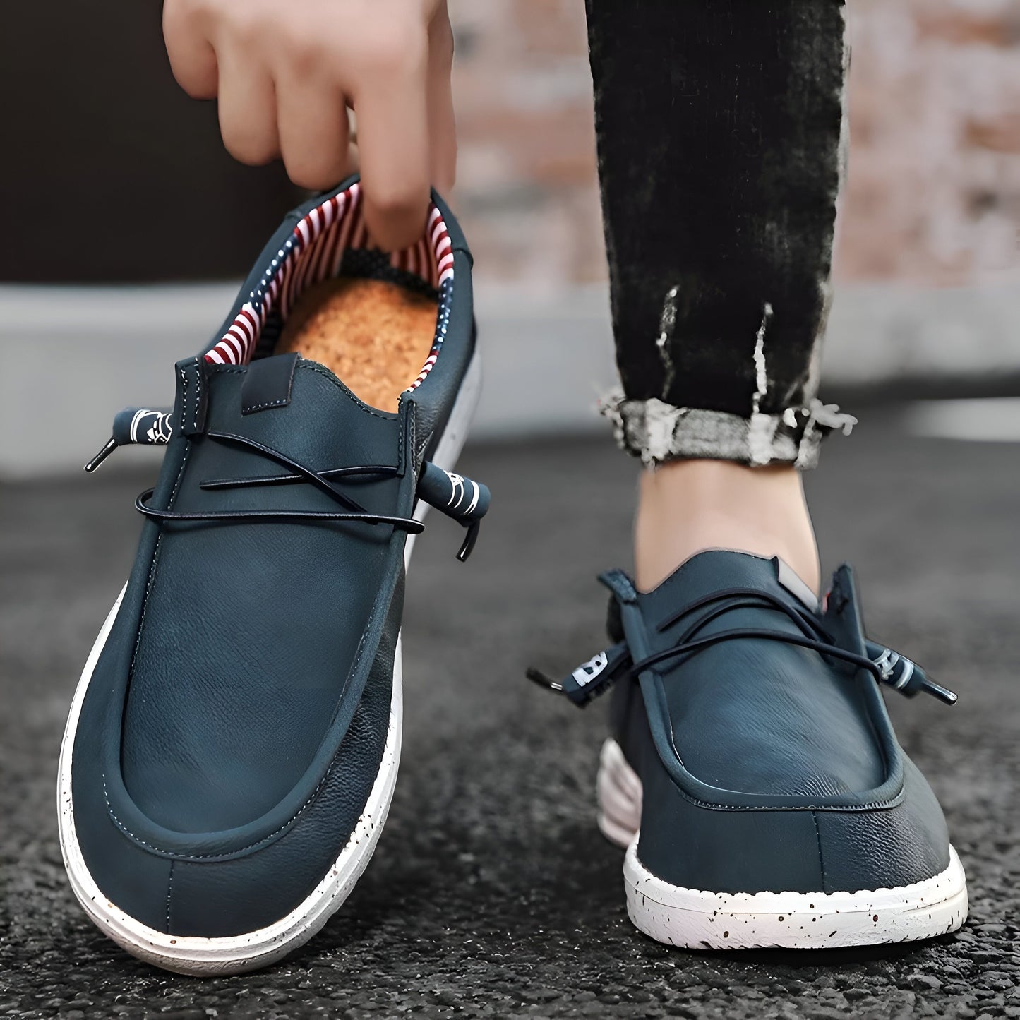 Mocassins - Homme Cuir Végan Sans Lacets Confortables