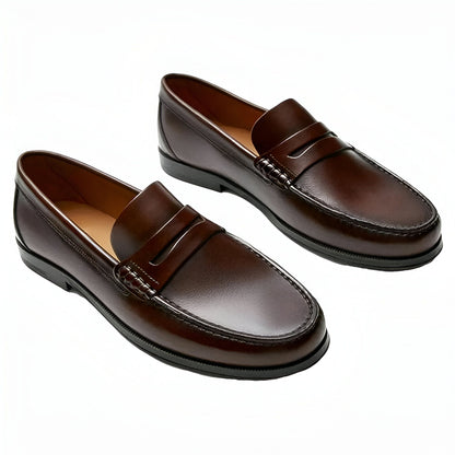 Élégance Mocassins Homme Cuir Souple Marron et Noir