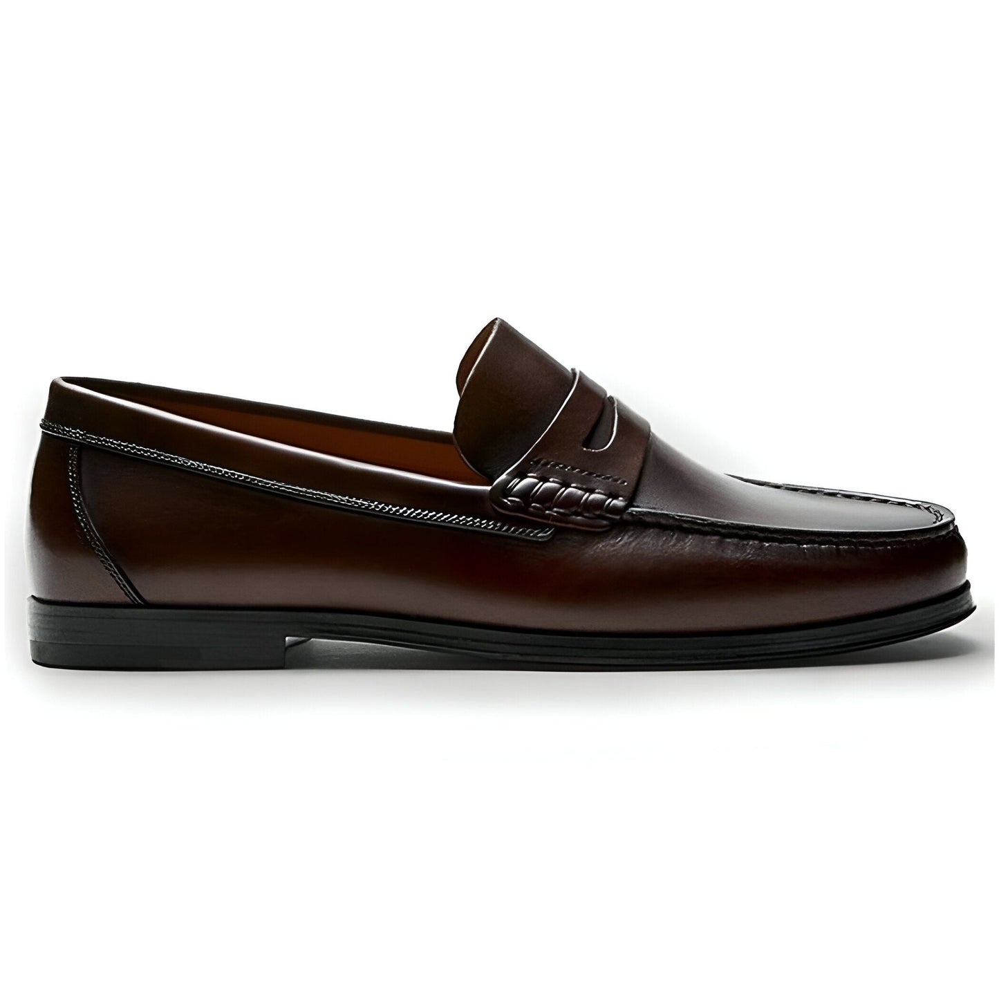 Élégance Mocassins Homme Cuir Souple Marron et Noir