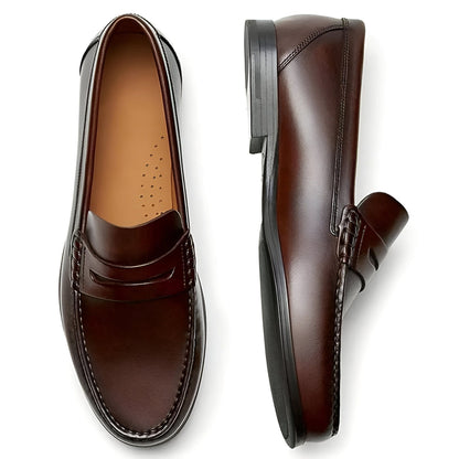 Élégance Mocassins Homme Cuir Souple Marron et Noir