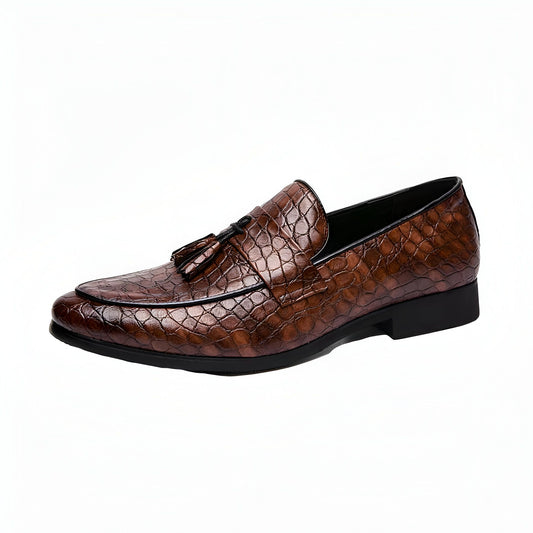 Mocassins Homme Cuir Véritable - Glands Motif Serpent