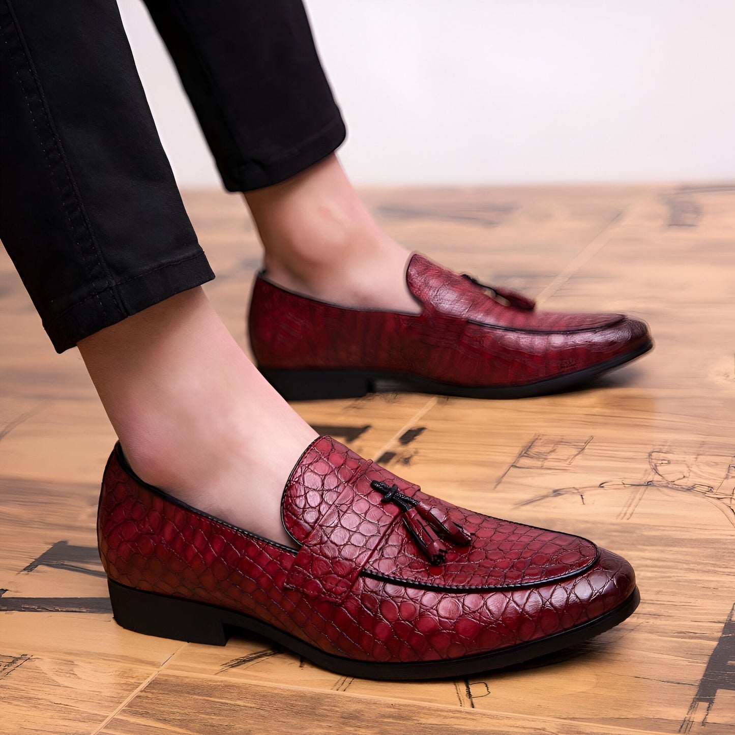 Mocassins Homme Cuir Véritable - Glands Motif Serpent