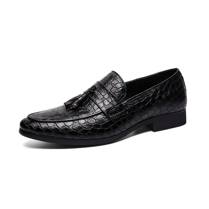 Mocassins Homme Cuir Véritable - Glands Motif Serpent