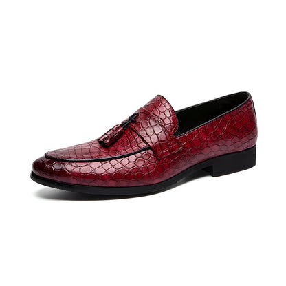 Mocassins Homme Cuir Véritable - Glands Motif Serpent
