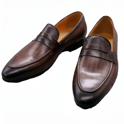 Luxe Mocassins Homme Cuir Marron Foncé - Élégance