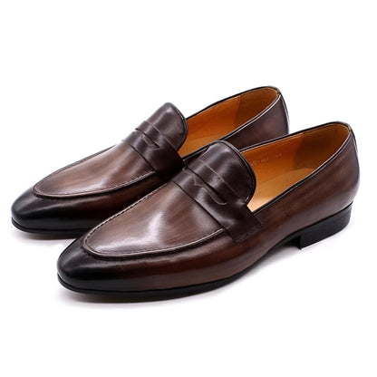 Luxe Mocassins Homme Cuir Marron Foncé - Élégance