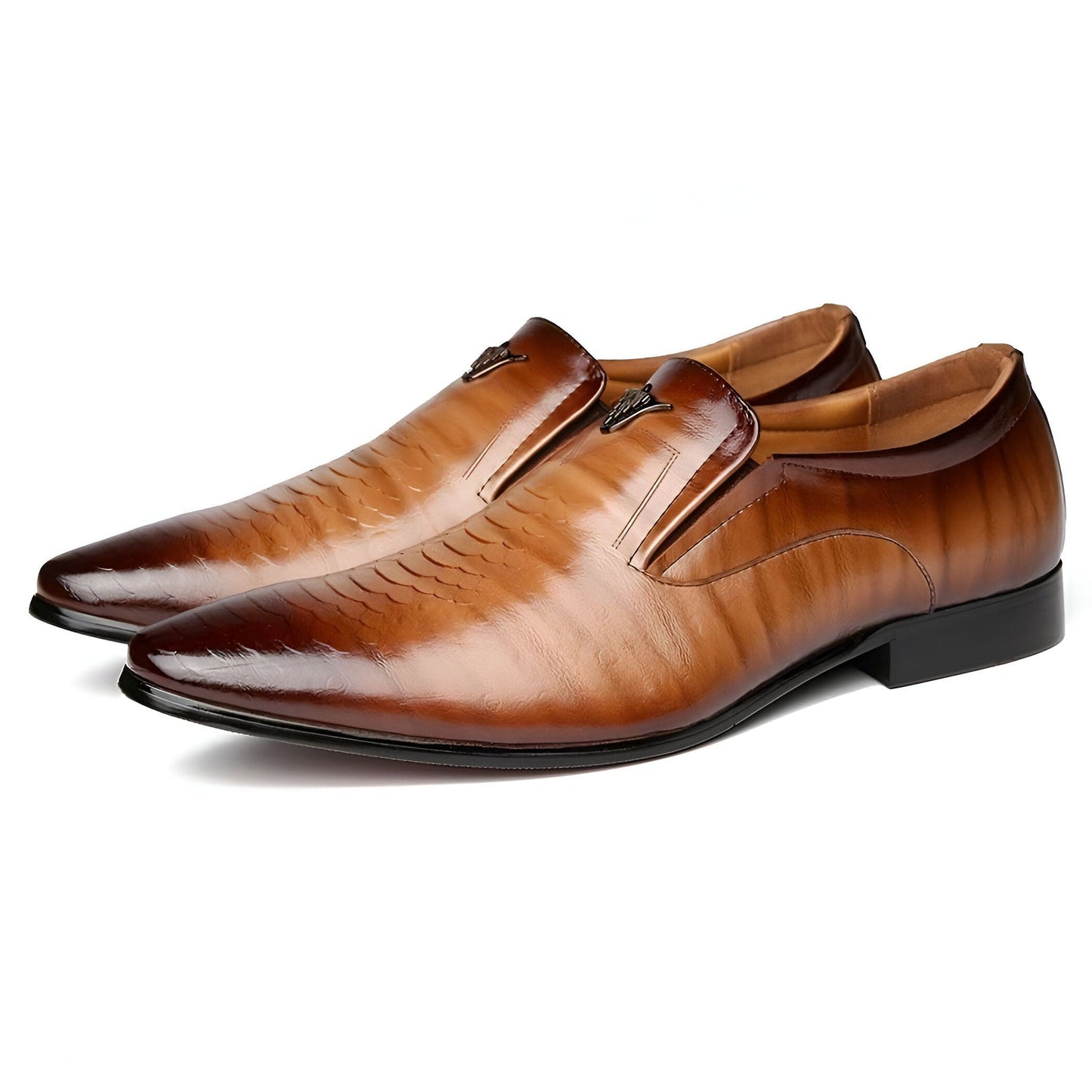 Mocassins Homme Simili Verni Cuir - Motif Serpent