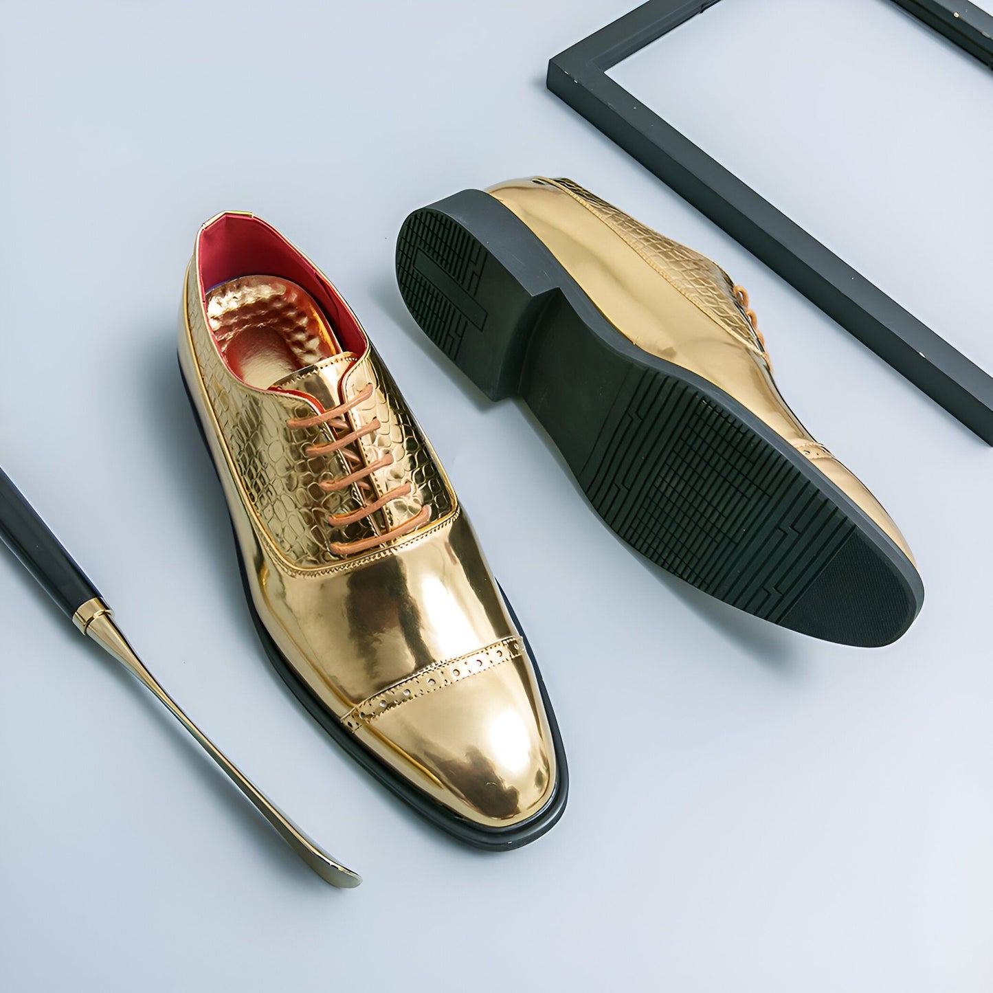 Prestige Mocassins Homme Dorés Style Serpent Distinctif