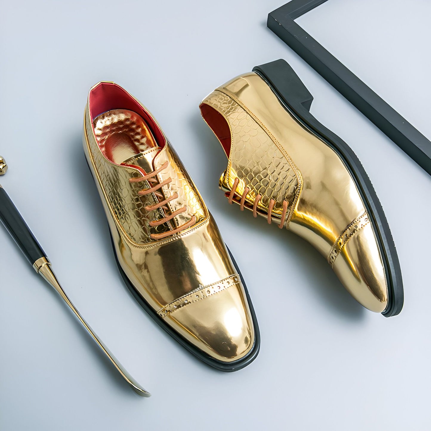Prestige Mocassins Homme Dorés Style Serpent Distinctif