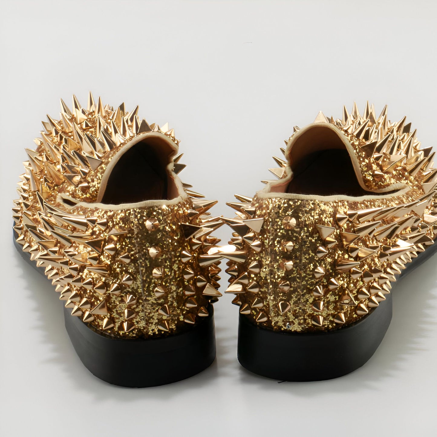 Mocassins Homme Dorés Pailletés Clous - Luxe