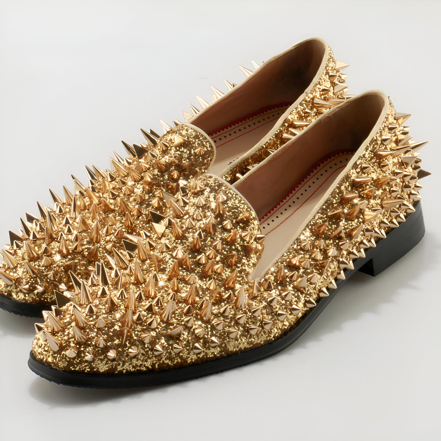 Mocassins Homme Dorés Pailletés Clous - Luxe