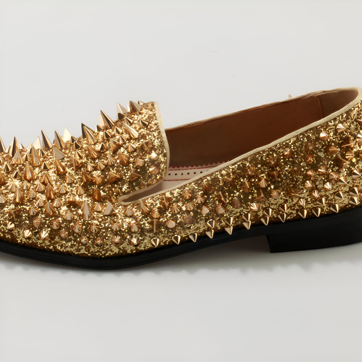Mocassins Homme Dorés Pailletés Clous - Luxe