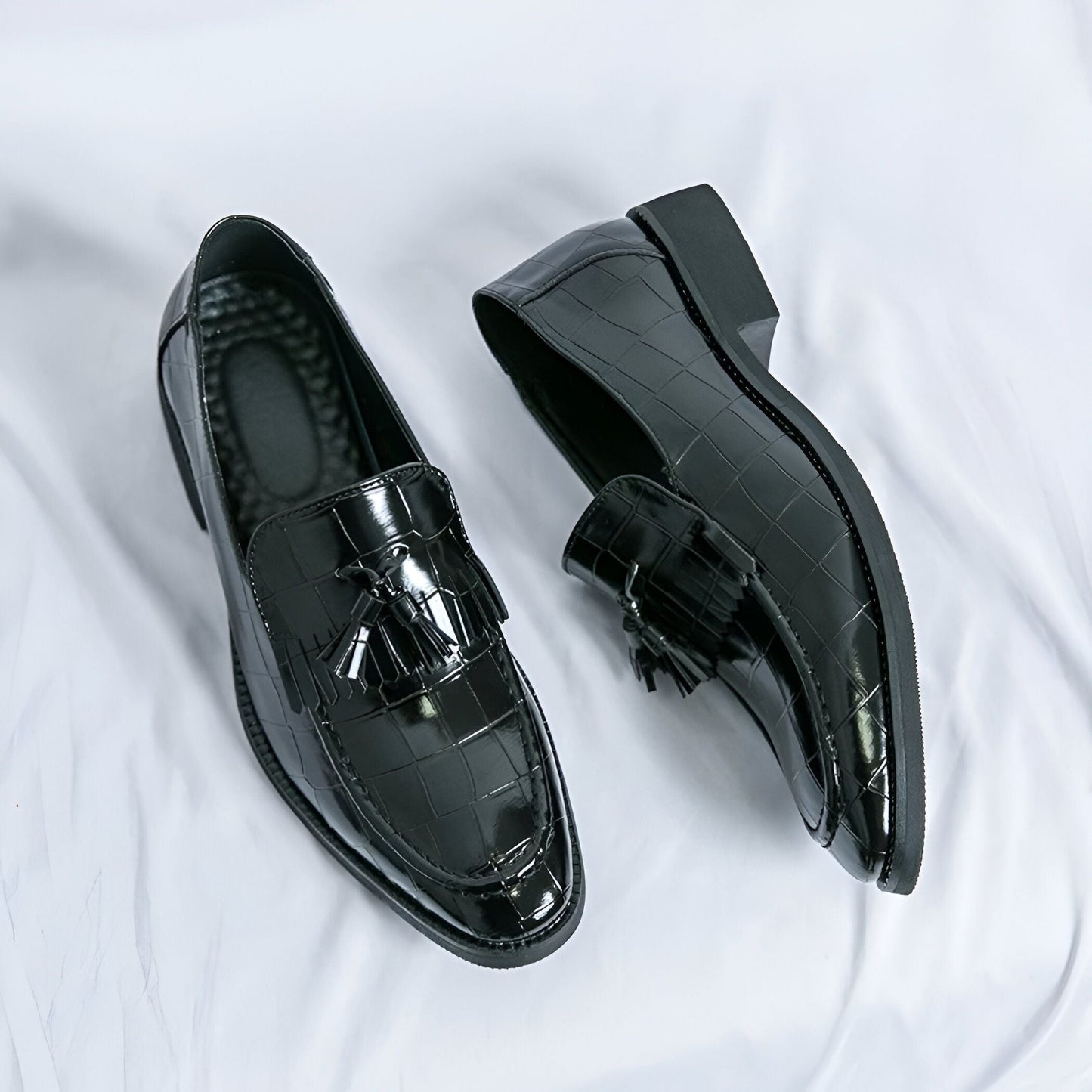 Nova Mocassins Homme Effet Croco Coloré Gland Similicuir