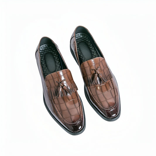 Nova Mocassins Homme Effet Croco Coloré Gland Similicuir