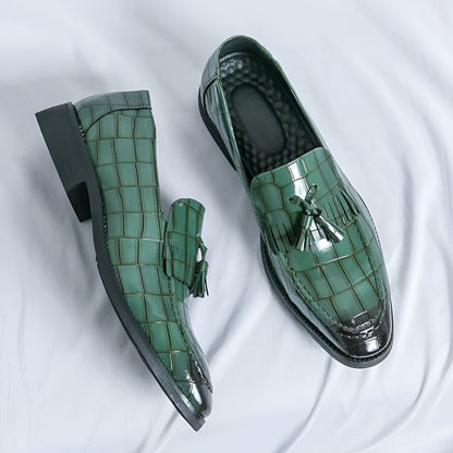 Nova Mocassins Homme Effet Croco Coloré Gland Similicuir